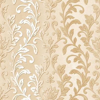 Galerie Texture Style Yellow Gold Bold Leaf Pattern Smooth Wallpaper