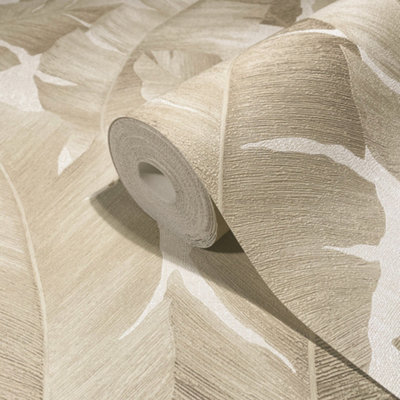 Galerie The New Design Book Beige Palm Leaf Wallpaper Roll