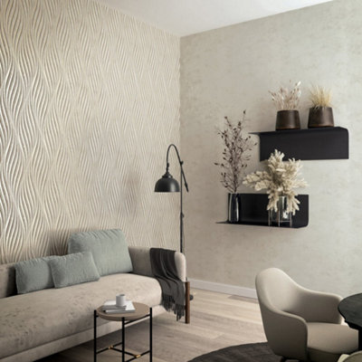 Galerie The New Design Book Beige Sheen Wave Ribbons Wallpaper Roll