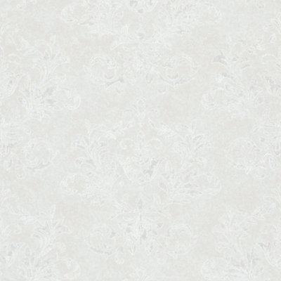 Galerie The New Design Book Beige/Silver Embossed Damask Glitter Wallpaper Roll