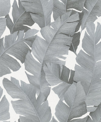Galerie The New Design Book Black/Silver Palm Leaf A4 Wallpaper Sample