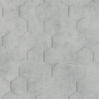 Galerie The New Design Book Dark Grey Textured Hexagon Design Wallpaper Roll