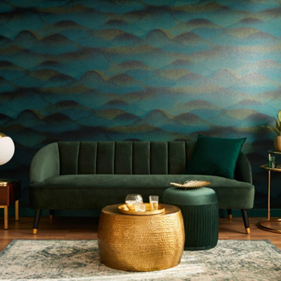 Galerie The New Design Book Emerald Green Rolling Hills Glitter Landscape Wallpaper Roll