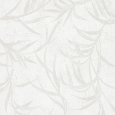 Galerie The New Design Book Metallic White Leaf Wallpaper Roll