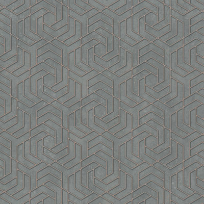 Galerie The New Design Book Rose Gold Grey Geometric Embossed Wallpaper