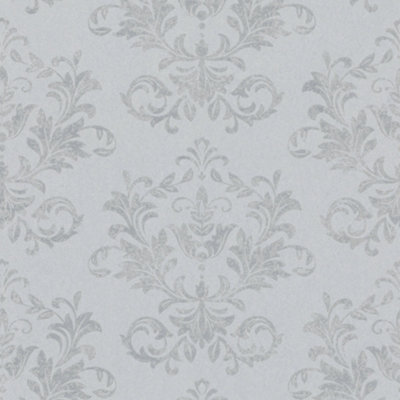 Galerie The New Design Book Silver/Grey Embossed Damask Glitter Wallpaper Roll