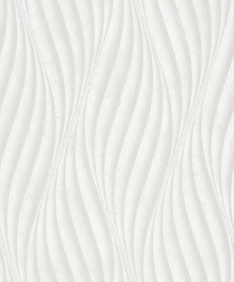 Galerie The New Design Book White Sheen Wave Ribbons A4 Wallpaper Sample