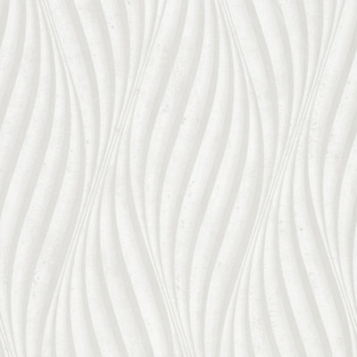 Galerie The New Design Book White Sheen Wave Ribbons Wallpaper Roll