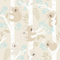 Galerie Tiny Tots 2 Beige Turquoise Glitter Koalas Smooth Wallpaper
