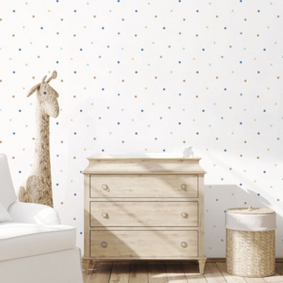 Galerie Tiny Tots 2 Blue Beige Dots Smooth Wallpaper