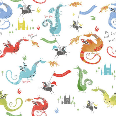 Galerie Tiny Tots 2 Bright Colours Dragons Smooth Wallpaper