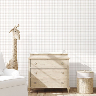 Galerie Tiny Tots 2 Greige Plaid Smooth Wallpaper