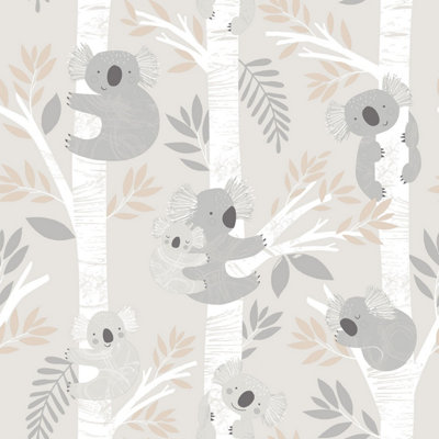 Galerie Tiny Tots 2 Greige Tan Glitter Koalas Smooth A4 Wallpaper Sample
