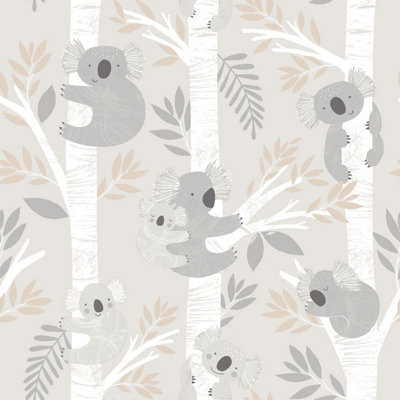 Galerie Tiny Tots 2 Greige Tan Glitter Koalas Smooth Wallpaper