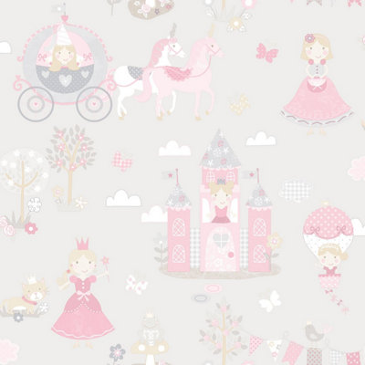 Galerie Tiny Tots 2 Grey Pinks Fairytale Smooth A4 Wallpaper Sample