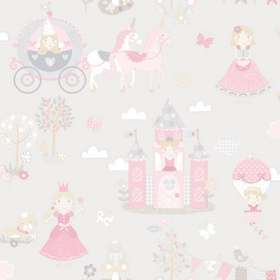 Galerie Tiny Tots 2 Grey Pinks Fairytale Smooth Wallpaper