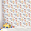 Galerie Tiny Tots 2 Red Blue Orange Construction Smooth Wallpaper