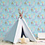 Galerie Tiny Tots 2 Turquoise Hot Pink Glitter Mermaids Smooth Wallpaper