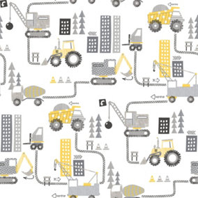 Galerie Tiny Tots 2 Yellow Greige Construction Smooth Wallpaper