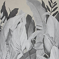 Galerie Tropical Collection Almond Beige Large Tropical Leaf Design 4-Panel Wall Mural