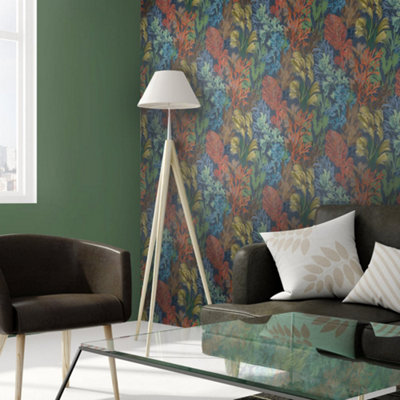 Galerie Tropical Collection Blueberry Bora Bora Coral Inspired Wallpaper Rolll