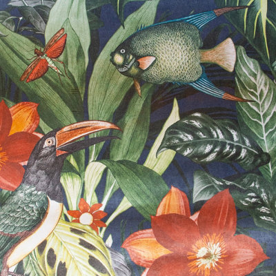 Galerie Tropical Collection Blueberry Palau Floral Fish And Bird Inspired Wallpaper Roll