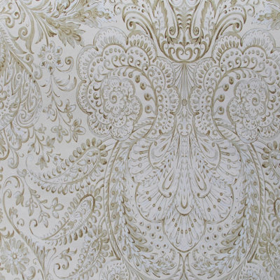 Galerie Tropical Collection Coconut Tahiti Inspired Damask Wallpaper Roll