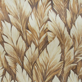 Galerie Tropical Collection Peanut Somoa Inspired Tropical Leaves Wallpaper Roll