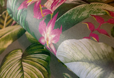 Galerie Tropical Collection Watermelon Kiribati Floral Inspired Wallpaper Roll