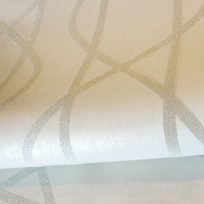 Galerie Universe Oat Beige Saturn Glass Stone Geometic Lines Wallpaper Roll