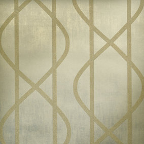 Galerie Universe Sage Green Saturn Glass Stone Geometic Lines Wallpaper Roll