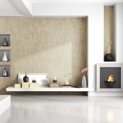 Galerie Universe Sand Beige Mercury Metallic Plain Texture Wallpaper Roll