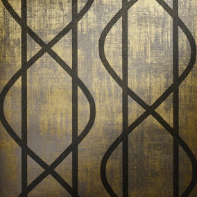 Galerie Universe Umber Brown Saturn Glass Stone Geometic Lines Wallpaper Roll