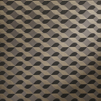 Galerie Universe Umber Brown Venus Glass Stone Geometric Wave Wallpaper Roll