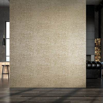 Galerie Urban Classics Brown Gold Manhattan Metallic Loft Tiles Wallpaper Roll