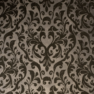 Galerie Urban Classics Dark Brown Mayfair Flocked Damask Wallpaper Roll