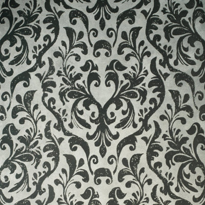 Galerie Urban Classics Flock Damask Silver Grey A4 Wallpaper Sample 81256