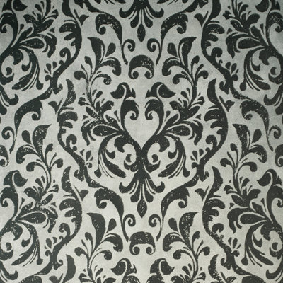 Galerie Urban Classics Flock Damask Silver Grey Wallpaper 81256