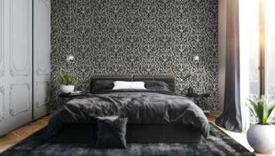 Galerie Urban Classics Flock Damask Silver Grey Wallpaper 81256