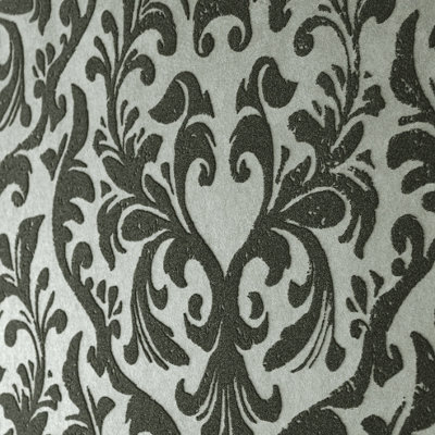 Galerie Urban Classics Flock Damask Silver Grey Wallpaper 81256