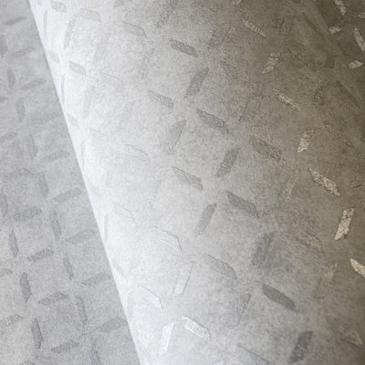 Galerie Urban Classics Frost Grey Soho Metallic Industrial Grid Wallpaper Roll