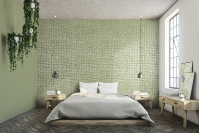 Galerie Urban Classics Sage Green Manhattan Metallic Loft Tiles Wallpaper Roll
