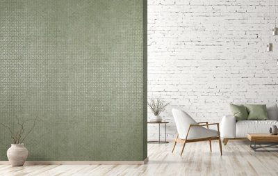 Galerie Urban Classics Sage Green Soho Metallic Industrial Grid Wallpaper Roll