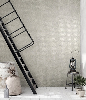 Galerie Urban Classics Silver Grey Soho Metallic Industrial Grid Wallpaper Roll