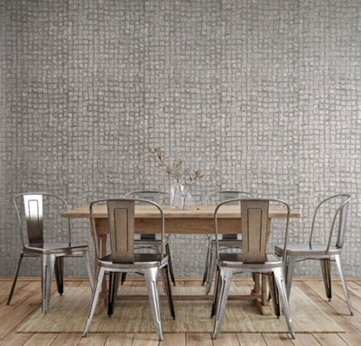 Galerie Urban Classics Taupe Grey Manhattan Metallic Loft Tiles Wallpaper Roll