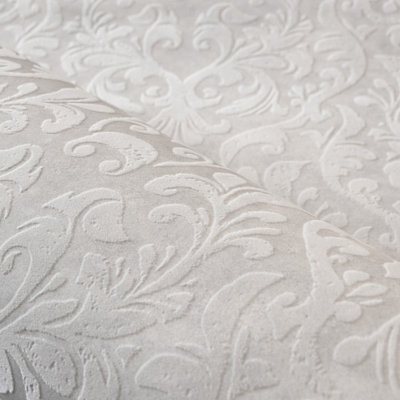 Galerie Urban Classics Taupe Grey Mayfair Flocked Damask Wallpaper Roll