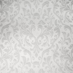 Galerie Urban Classics White Notting Hill Metallic Loft Damask Wallpaper Roll