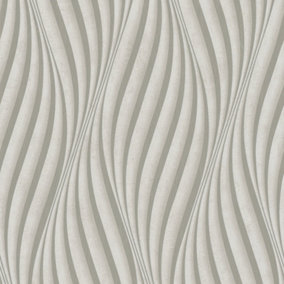 Galerie Urban Textures Beige Sheen Wave Ribbons Wallpaper Roll