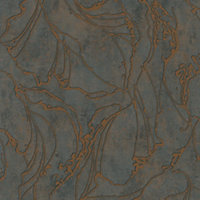 Galerie Urban Textures Metallic Black/Copper Graphic Swirls Wallpaper Roll