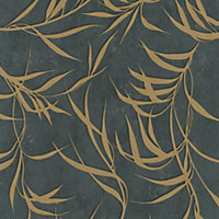 Galerie Urban Textures Metallic Black/Gold Leaf Wallpaper Roll